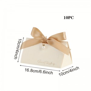 Elegant Champagne Triangle Candy Boxes – Ideal for Weddings, Birthdays, and Summer Parties