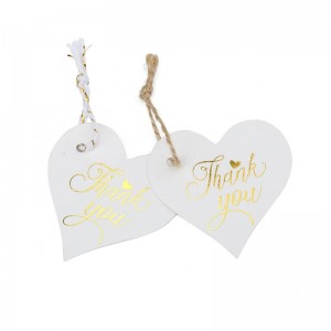 White Gold Foil Paper Hang Tags with String