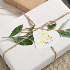 White Gold Foil Paper Hang Tags with String