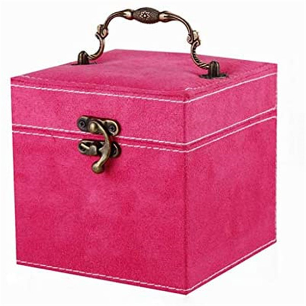 Jewelry case box for women with mirror three-layer jewelry organizer with lock