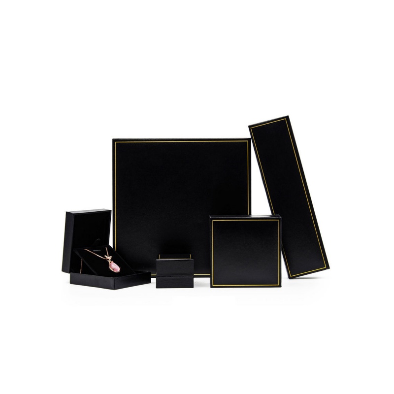 luxury paper black ring earrings necklace set packaging boxes jewelry box