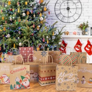 Christmas Kraft Paper Gift Bags