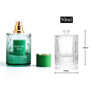 50ml Strip Glass Perfume Bottles With ABS Wood Grain Cover Anodized Aluminum Top