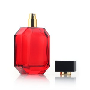 Custom Red 100ml Polygonal Perfume Bottle With Cap