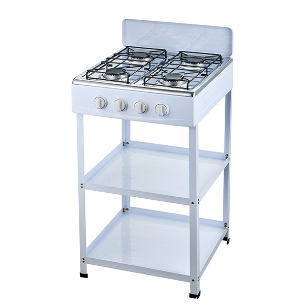 Standing gas stove with 4 burners and 2 shelves kitchen cooking rack RD-SS016