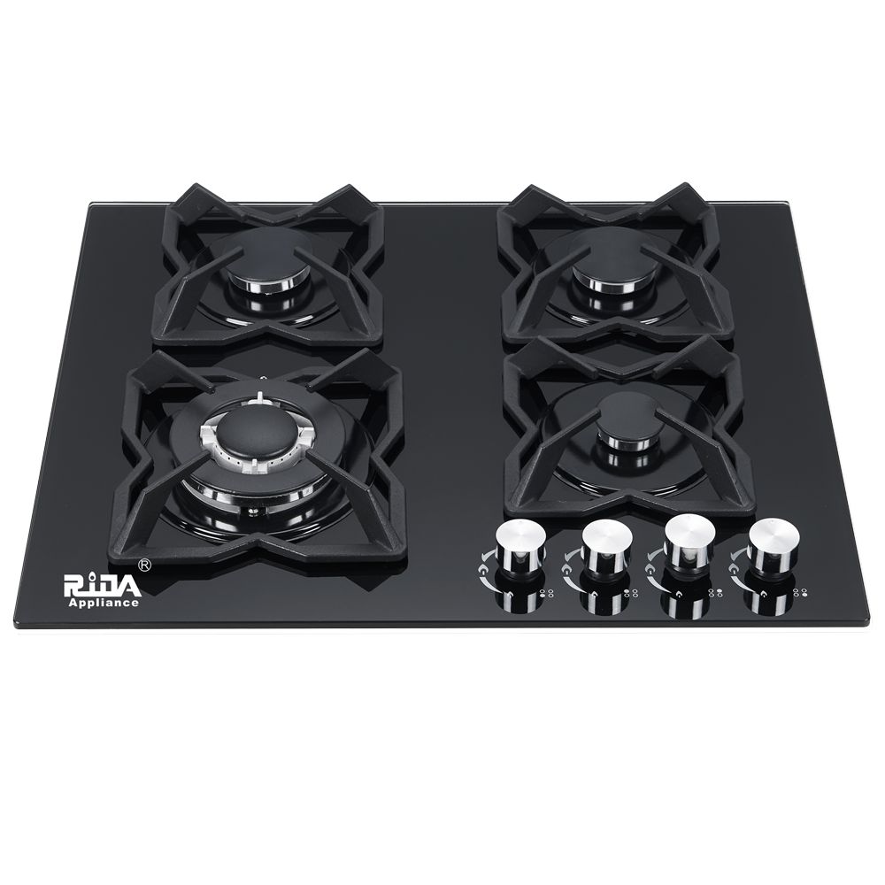 Kitchen appliance 4 Burner Tempered  glass special design Cast iron Pan Support built-in gas hob RDX-GHS28 (1)