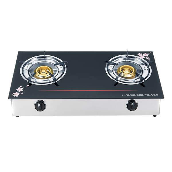 Tempered glass 6mm thick 2 burner gas stove cast iron burner big flame fast cooking RD-GD439