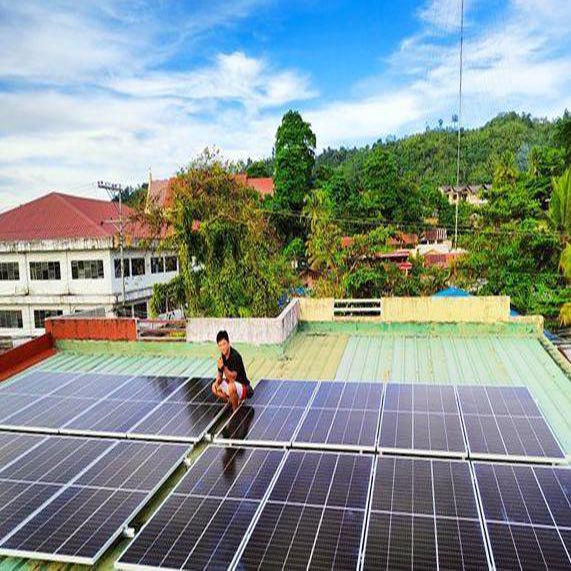 10kW solar+battery storage system has completed for a 2-storeyed residential and commercial building in Mangagoy, Bislig City,Philippines