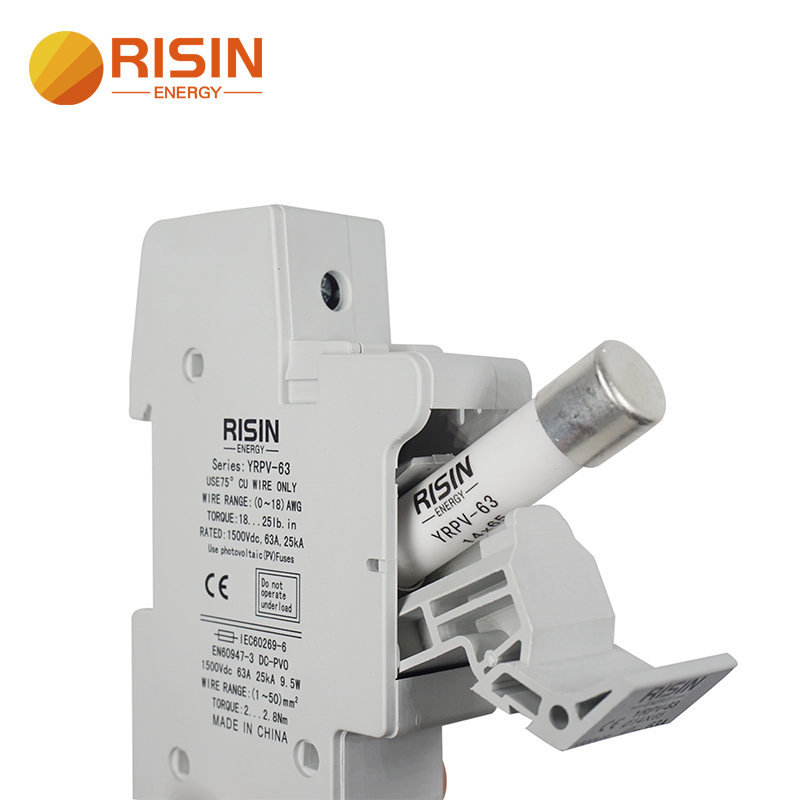 China Risin 63A Solar Fuse Holder 1500V DC wire fusible 14x65mm
