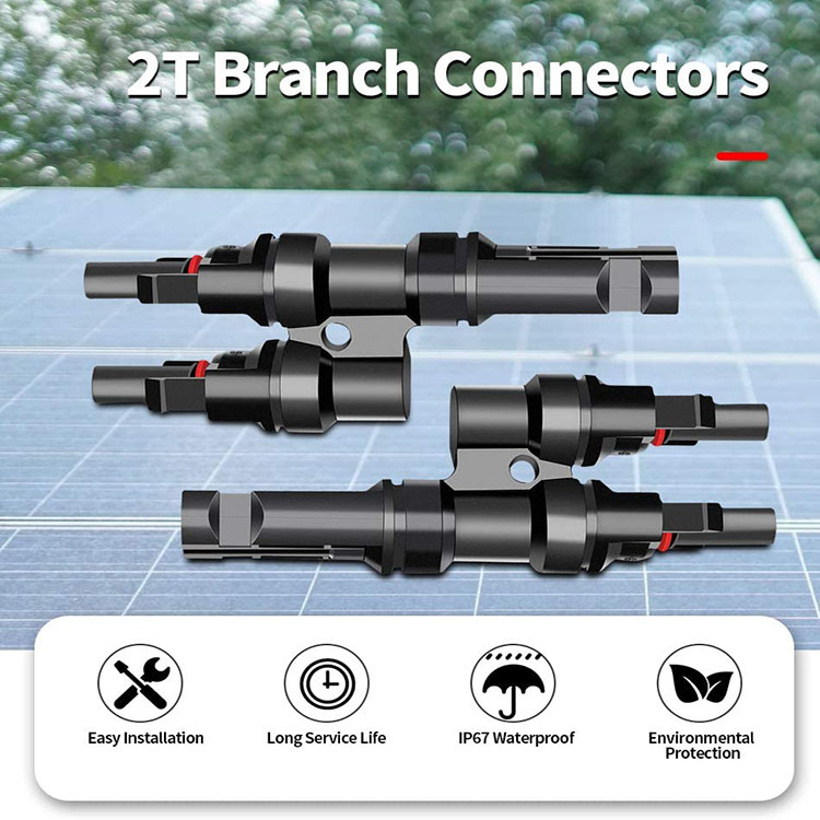 RISIN Factory Quality 2Male and Female 2 To 1 T Branch Cable Connectors For Solar Panel Connection