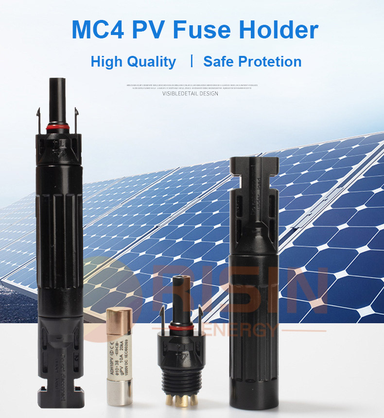 Risin 10x38mm Solar Fuse Inline Holder 1000V 10A 15A 20A 25A 30A MC4 Fuse Breaker Connector in Solar Panel System
