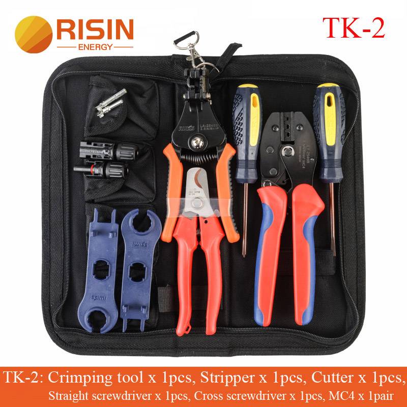 PV Solar MC4 Tool Set kits Bag For MC4 Multifunction Including Crimping Tool Stripping Plier Featured Image