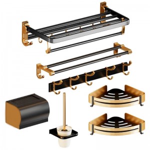 ODM Bathroom Sets And Accessories Factory –  Black Gold Bathroom fittings – Rising Sun