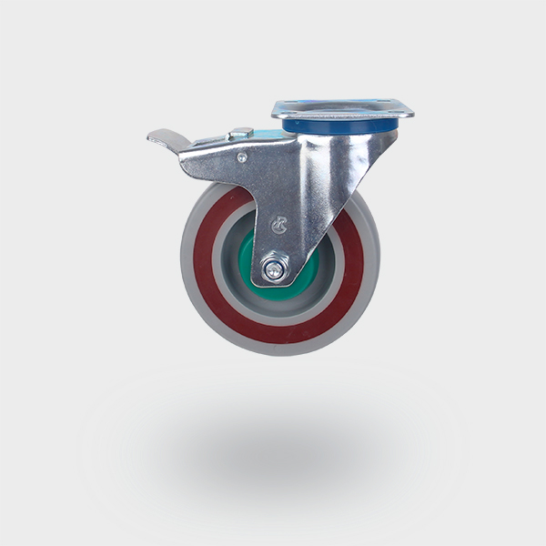 [produits de la semaine] Roulette industrielle européenne de 125 mm, avec roues sandwich en PP, roulement à rouleaux, frein total