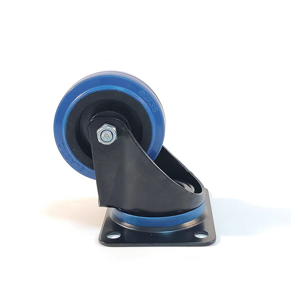 [productes d'aquesta setmana] Roda industrial europea de 80 mm, cautxú elàstic blau, coixinet de rodets, suport giratori negre