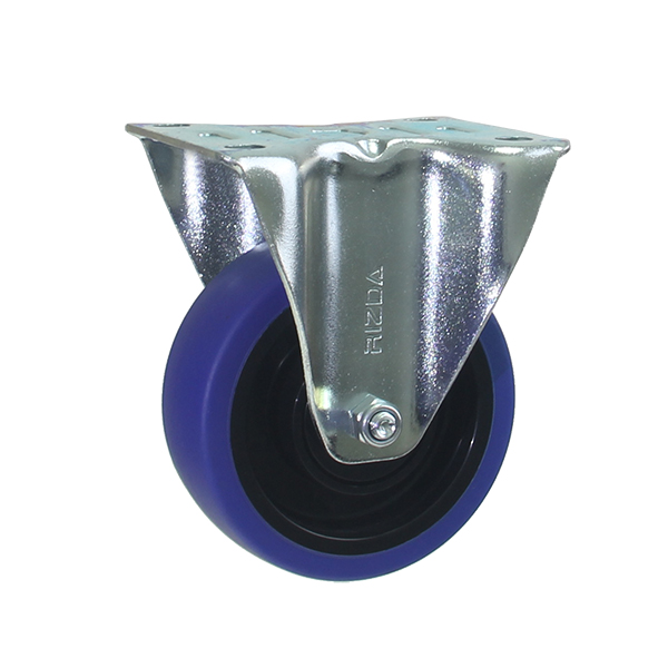 Evropské průmyslové kolečko, 100 mm, pevné, modré TPR kolo na černém PP ráfku