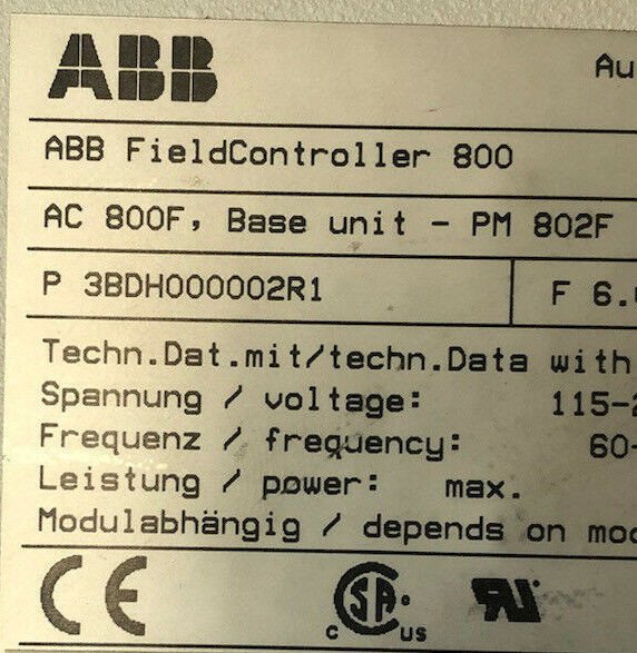 Control System Abb Dspc 170 57310001-Gl Suppliers –  ABB PM 802F 3BDH000002R1 Base Unit 4 MB – RuiMingSheng