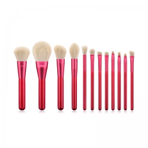 12pcs Ruby Makeup Brush Set with White Bristle