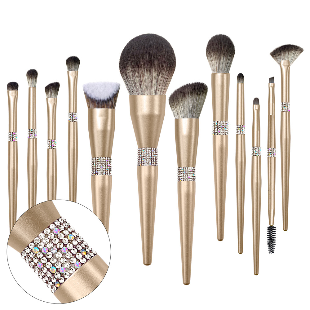 Private Label Bling Makeup Brush Set with Rhinestone Handle