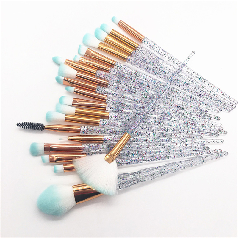 Cosmetic Brushes Manufacturers - 20pcs Clear Diamond Handle Makeup Brush Set – Rochy