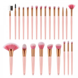Customized Makeup Brush - 24pcs Pink Makeup Brush Set with Pink Bristles and Pink Handle – Rochy