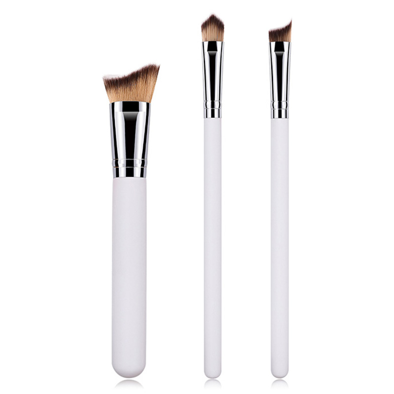3 pcs White Handle Makeup Brush Set for Eye and Nose (1)