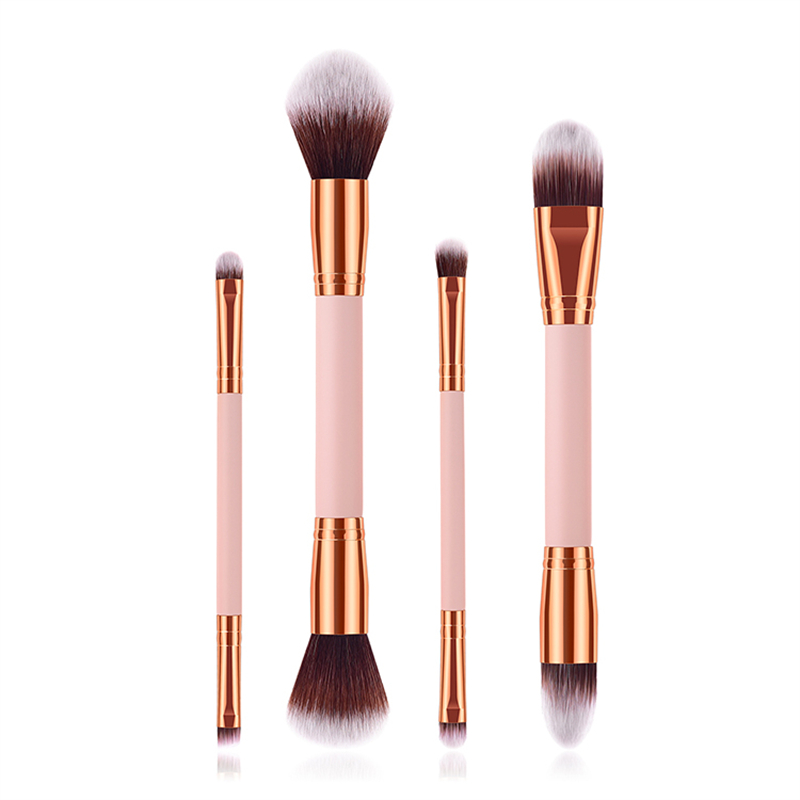 Tan Brush Factory - 4pcs Double Sided Foundation Brush Powder Brush Set Pink Color – Rochy