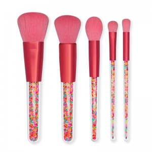 Candy Makeup Brush Set with Colorful Granules inside Handles