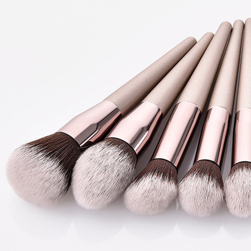 9pcs Soft Synthetic Hair Champagne Color Makeup Brush Set Picture 1