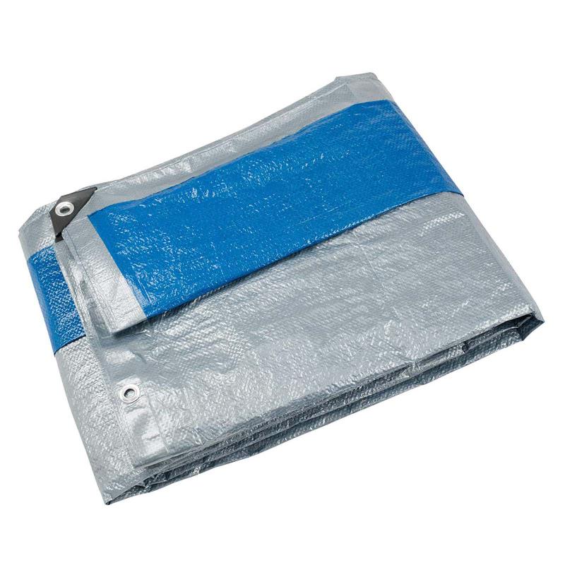 10×12 Ft Tarp, Waterproof Plastic Poly 5.5 Mil Thick Tarpaulin with Metal Grommets Every 18in – Emergency Rain Shelter, Outdoor Cover and Camping Use – (Reversible, Blue and Silver) Featured Image