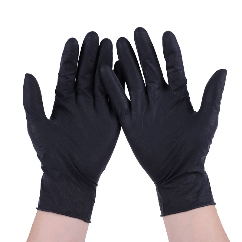 Manufactur standard Vinyl Exam Gloves - Disposable safety powder free protective medical Black Nitrile Gloves – Ronglai