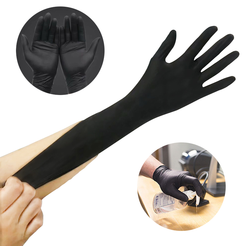 Competitive Price for Thin Surgical Gloves - Disposable safety powder free protective medical Black Nitrile Gloves – Ronglai
