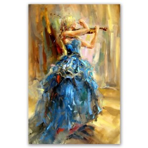 Modern handmade home decoration canvas art abstract violin playing girl oil painting RG290 Pop Art