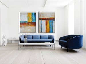2 piece geometric abstract art hand-painted oil painting#RG20232 Modern Abstract