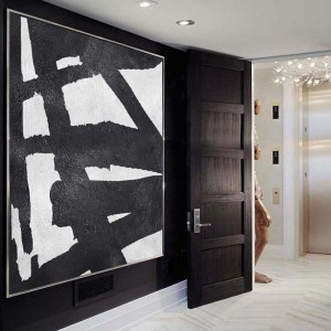 2020 Good Quality Pine Wood Stretcher Frame - White and Black Minimalism Art Painting #RG2004WB – Royi Art