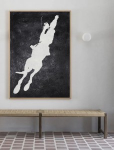 Abstract Wall Art Decor Black and White Horse Painting RG2121 White&Black