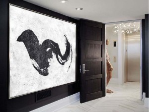 handmade paintings art on canvas for living room home decor RG2161 White&Black