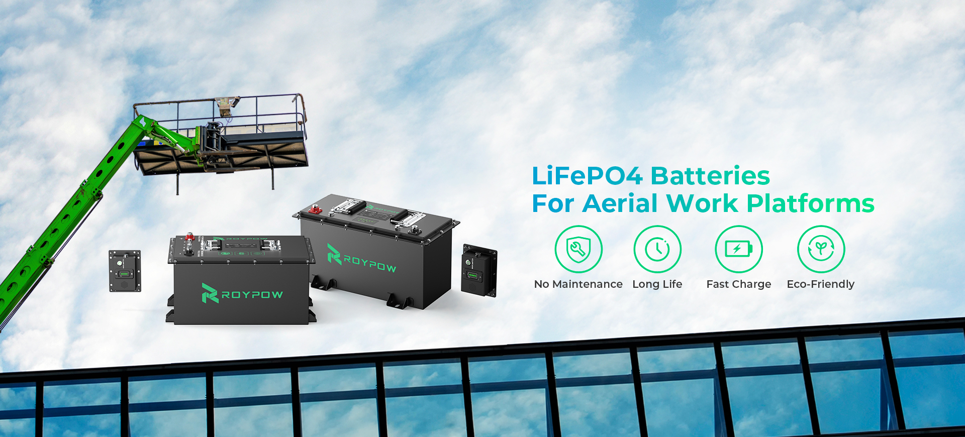 Baterias LiFePO4 para plataformas de trabalho aéreo