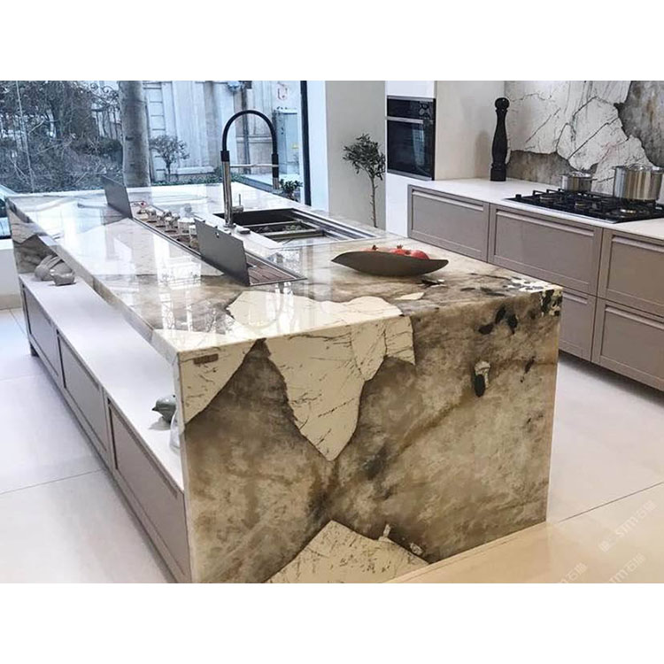 Prefab countertops white patagonia granite quartzite slab for island counter