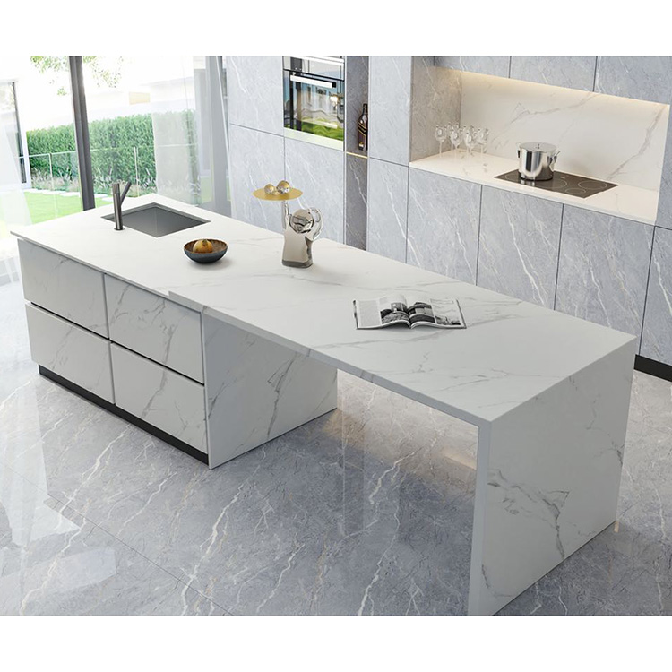 Factory price large white calacatta porcelain marble slab for countertops