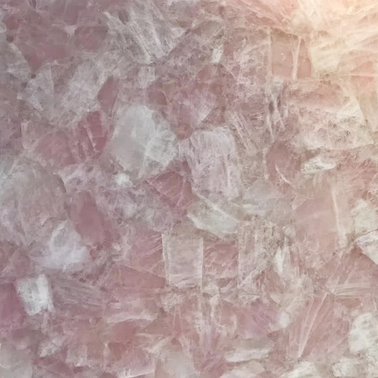 Grande dalle de cristal de quartz rose rétroéclairée interne de luxe pour comptoir