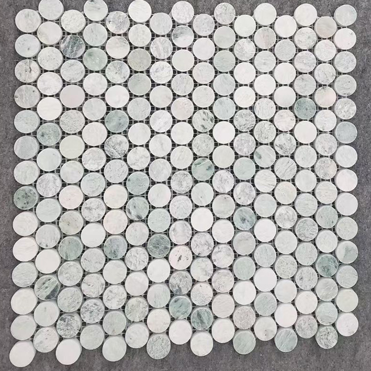 Baldosa de mosaico redonda de mármore para salpicaduras de cociña para parede