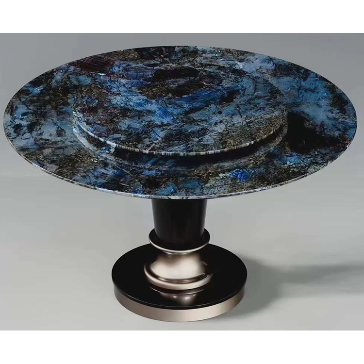 Wholesale natural stone modern round marble top dining table and 6 chairs
