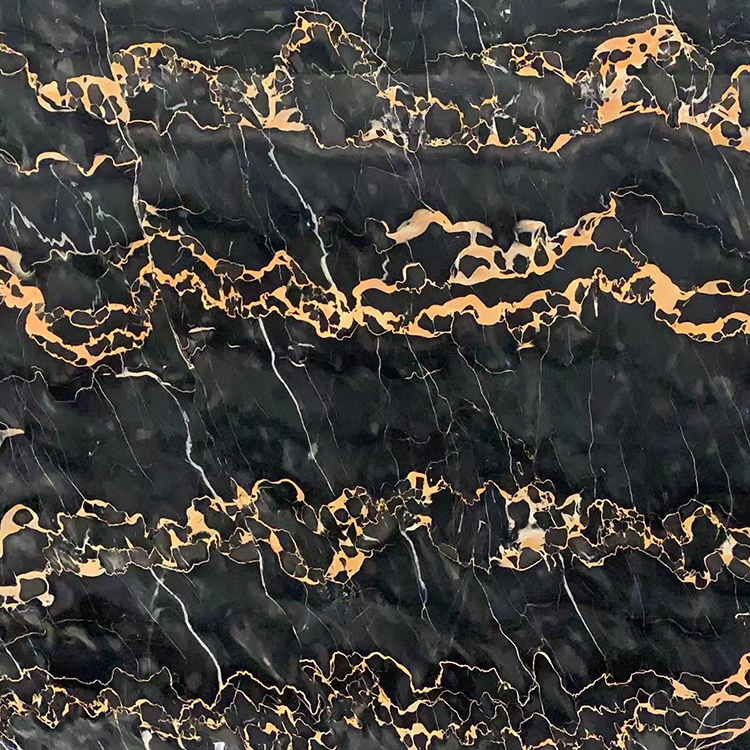 イタリアの金色のネロポルトロ黒大理石に金の筋が入っています