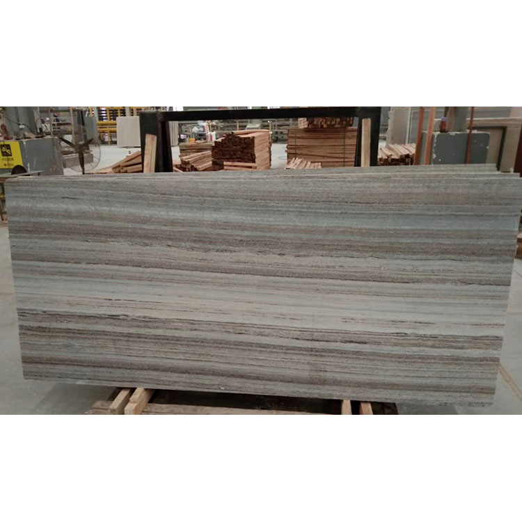 Custom cut white crystal wood grain marble for interior wall floor