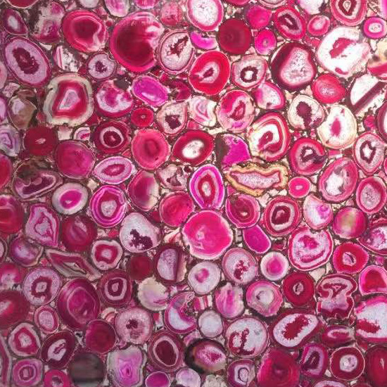 इंटिरियर डिझाइनसाठी अर्धपारदर्शक दगडी पॅनेल गुलाबी एगेट संगमरवरी स्लॅब