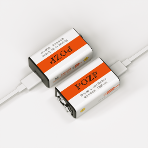 Bateria recarregable de liti de 1200 mah 9 V micròfon quadrat multímetre instrument mèdic bateria de liti recarregable USB