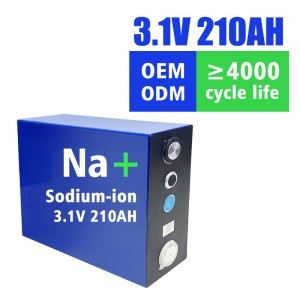 Batré natrium ion badag sél tunggal pasagi 210AH-suhu low ngecas -20 ° C ngecas -40 ° C discharging