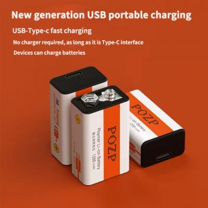 9V oplaadbare batterij 1200mAh oplaadbare lithium-ionbatterij, vierkante microfoon, multimeter, instrument nr. 9 batterij