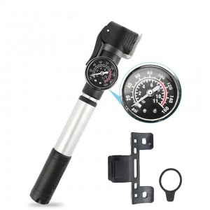 Alloy Body With Gauge Fits For A/V & D/V With Bracket on Frame Mini Pump For Road Bikes, E-Bike, Inflatable Ball & Toys